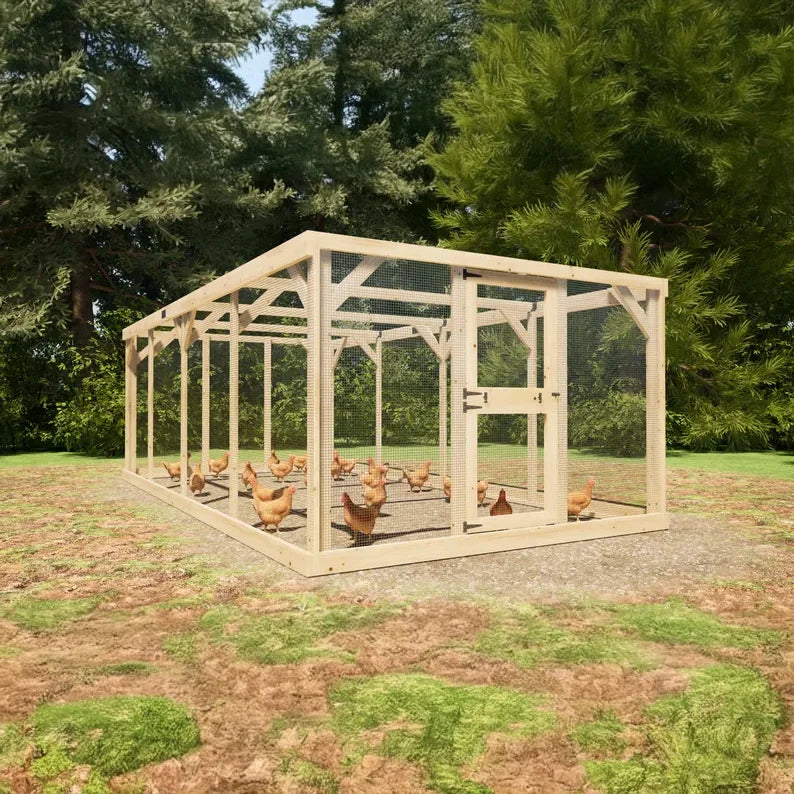 Chicken Run Plans 10x20 for 20-25 Chickens DIY Chicken Pen Woodworking How to Guide