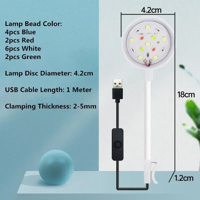 Mini Fish Waterproof Plant Aquarium Light Aquariums LED Lamp 5V Underwater Fish 3W Lamp Light Lighting Tank Fish USB Tank Decor
