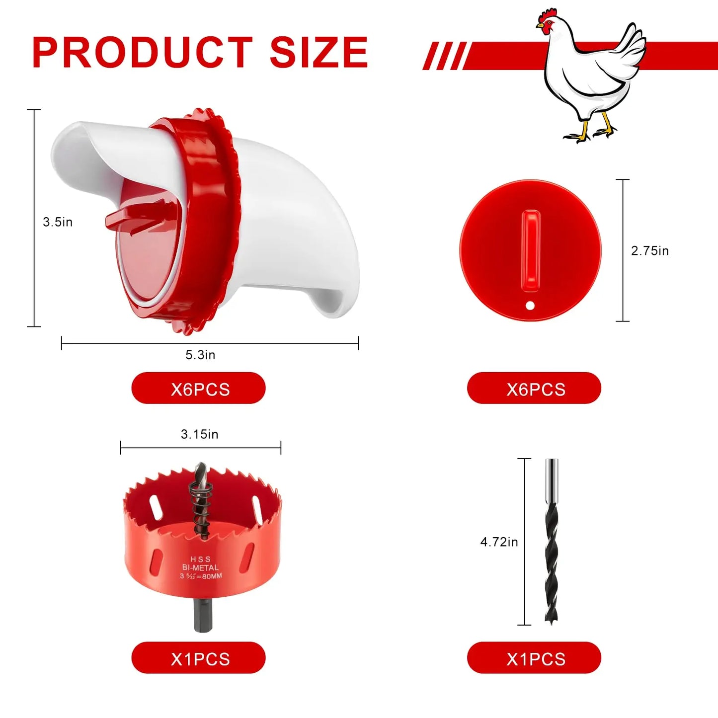 Rainproof Automatic Feeder Poultry Farming Chicken Feeder for Chicken Duck Bird Goose Rainproof Poultry Feeder Kit 