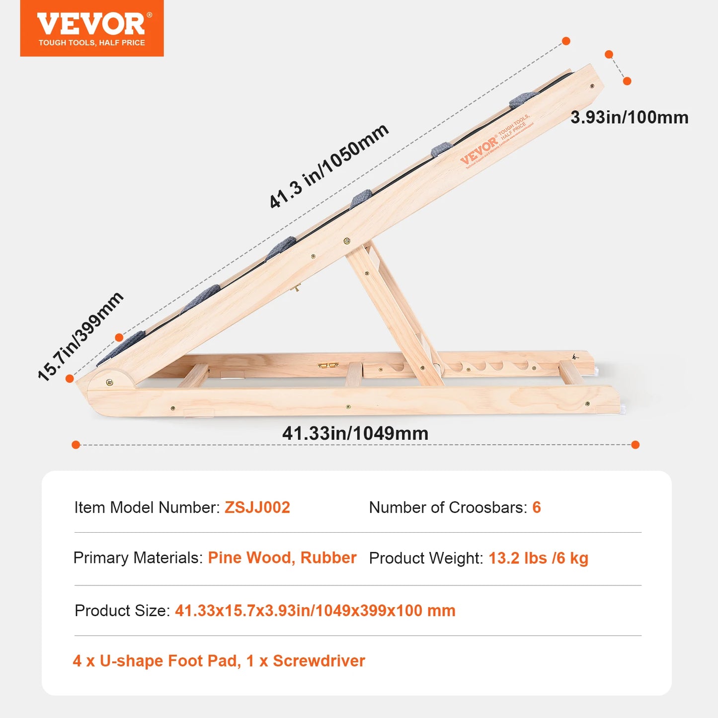 VEVOR Dog Ramp Folding Ladder Anti-slip High Adjustable Pet Ramp