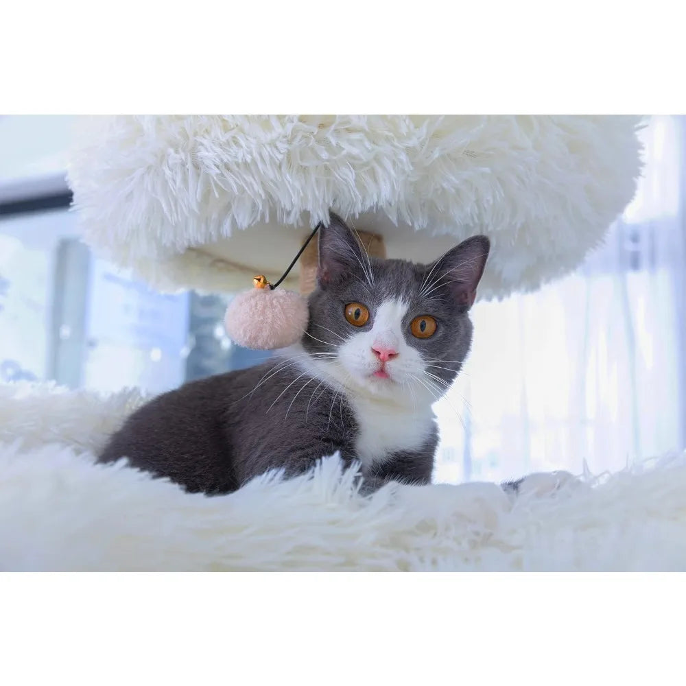 Catry Castle Cat Tree - A Dynamic Complex Cat Tower with Cat Hammock, Scratching Post, and Playful Toy to Stay Around, Easy Asse