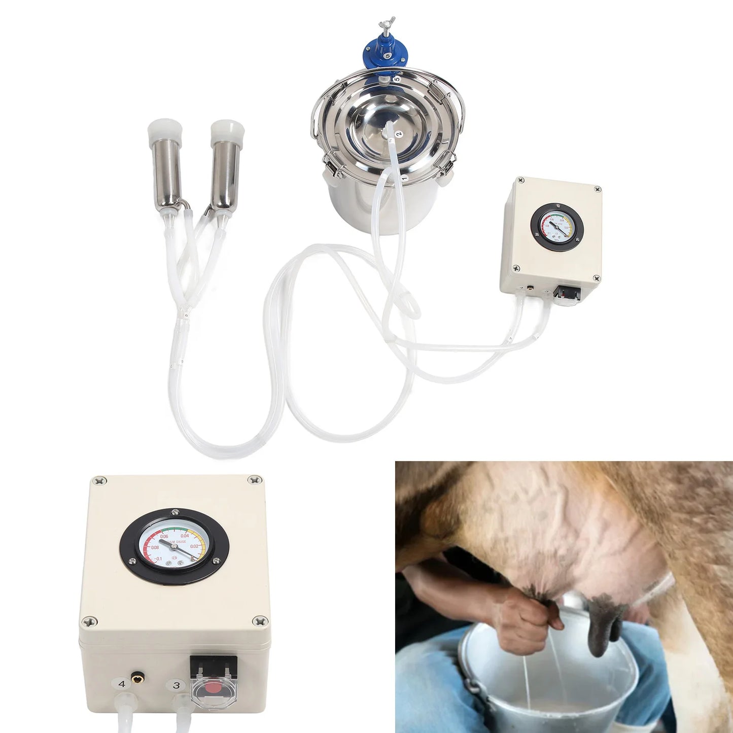 Goat Milking Machine Goat Milking Machine 6L Portable Stainless Steel Electric Automatic Pulsation Vacuum Milker Portable Milker