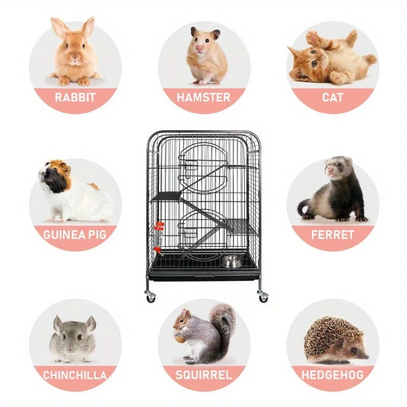 Ferret Cage Rabbit Chinchilla Rat Cage Small Animal House 37" 4 Levels