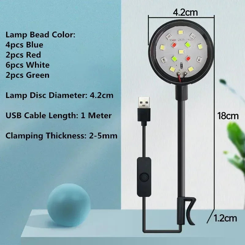 Mini Fish Waterproof Plant Aquarium Light Aquariums LED Lamp 5V Underwater Fish 3W Lamp Light Lighting Tank Fish USB Tank Decor