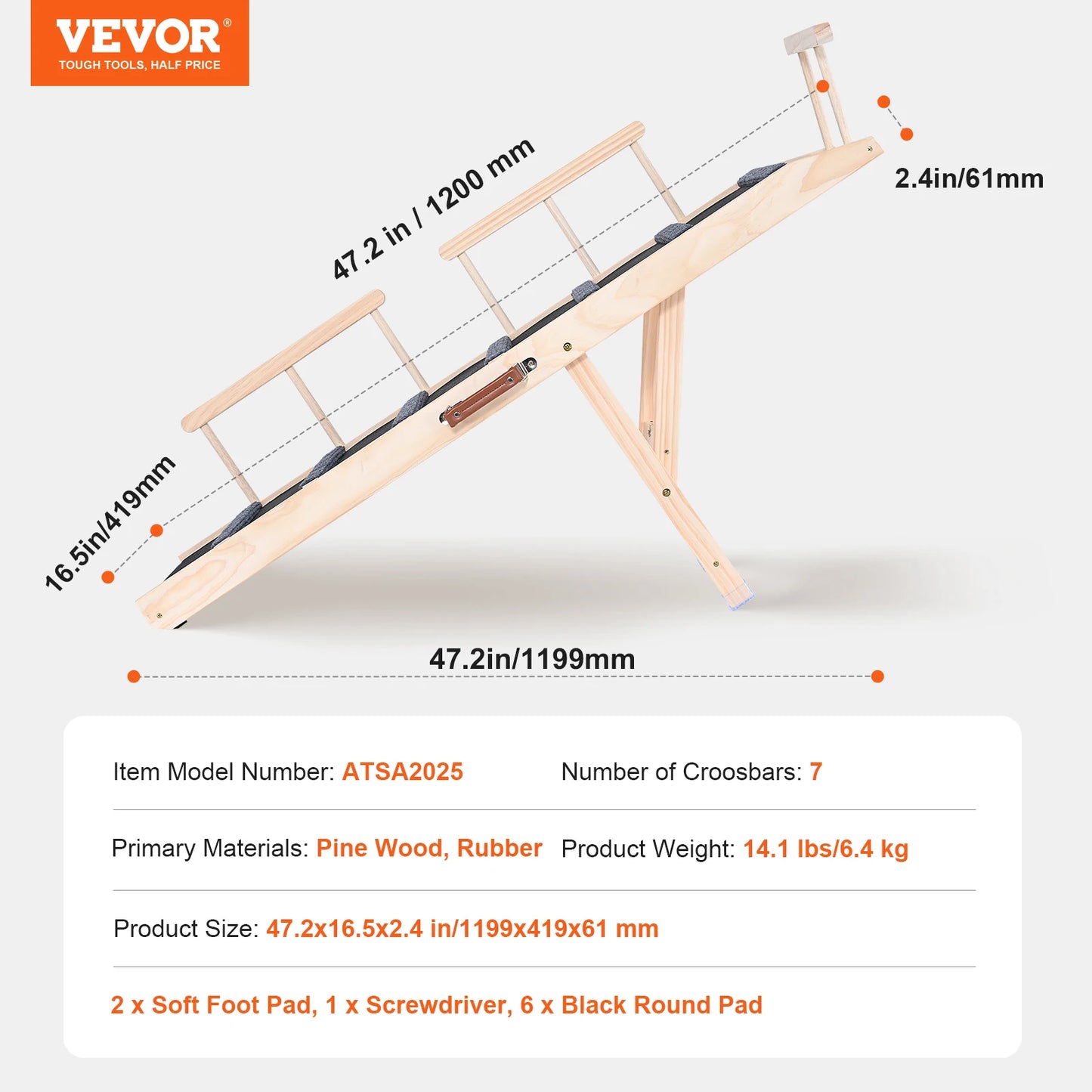 VEVOR Dog Ramp Folding Ladder Anti-slip High Adjustable Pet Ramp