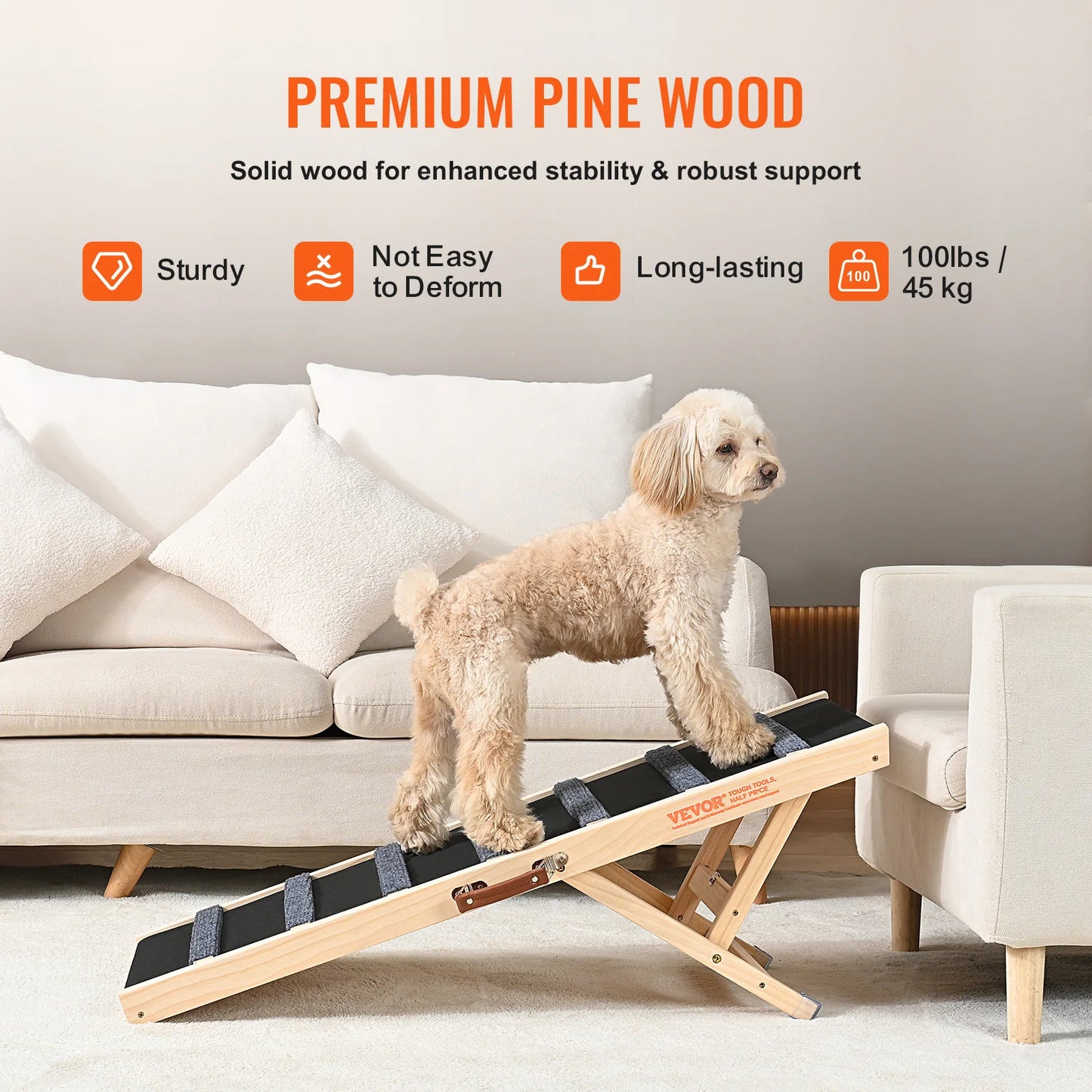 VEVOR Dog Ramp Folding Ladder Anti-slip High Adjustable Pet Ramp