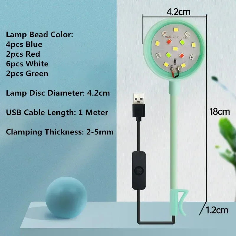 Mini Fish Waterproof Plant Aquarium Light Aquariums LED Lamp 5V Underwater Fish 3W Lamp Light Lighting Tank Fish USB Tank Decor