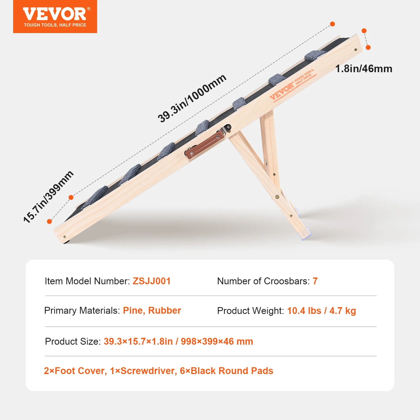 VEVOR Dog Ramp Folding Ladder Anti-slip High Adjustable Pet Ramp