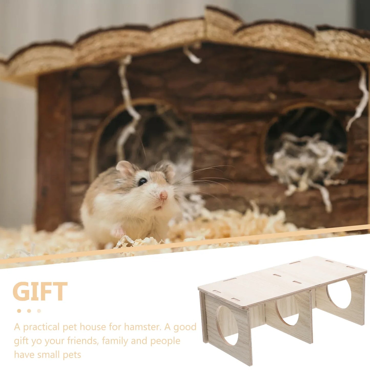 Wooden Hamster Mouse Exercise Toy Cage Guinea Pig Accessories Clear Window Hiding Place Cabin Pet Supplies Hummingbird feeder