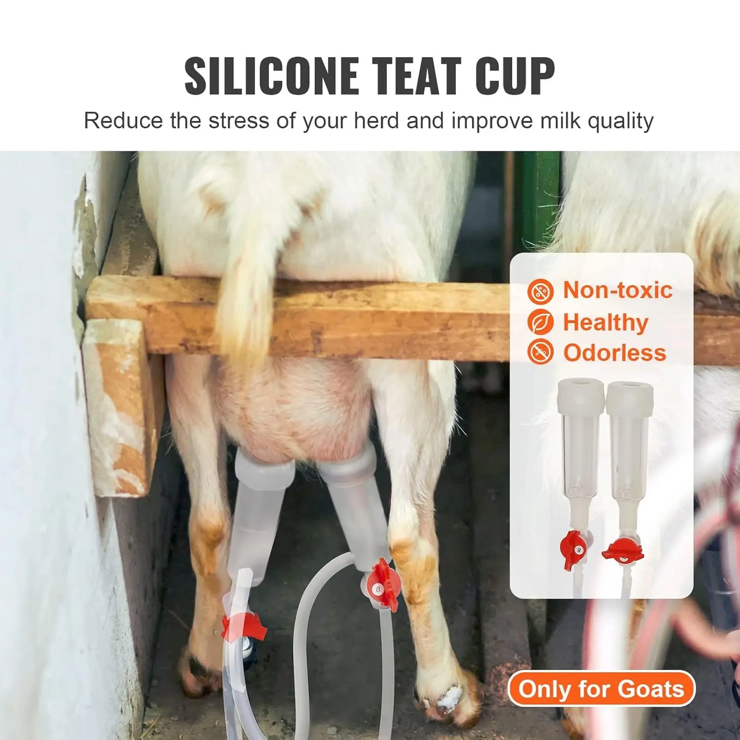 Goat Milking Machine, 3 L 304 Stainless Steel Bucket, Electric Automatic Pulsation Vacuum Milker with Food-Grade Silicone Cups