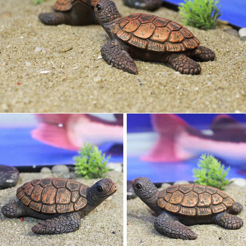 Mini Sea Turtle Model Resin Aquarium Fish Tank Home Landscape Ornaments Decoration Accessories Fine Workmanship Layout Prop