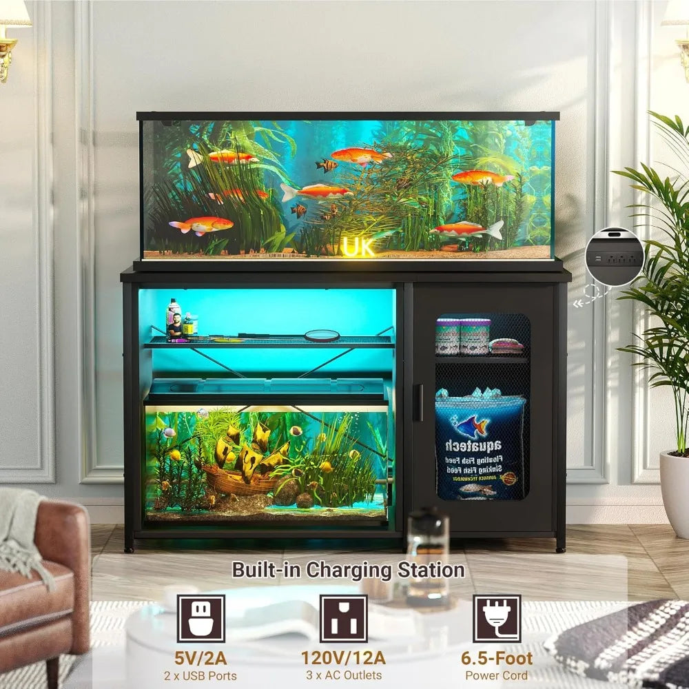 55-75 Gallon Aquarium Stand with Power Outlets & LED Light