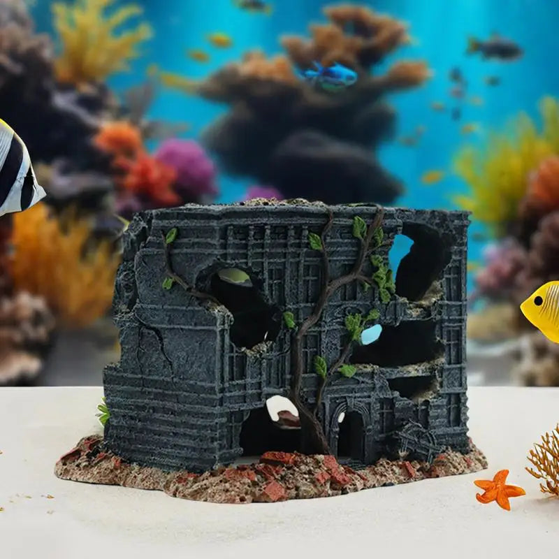 Aquarium Cave Decor Fish Tank Shelter House Realistic Aquatic Life House Crafts For Reptile Habitat Accessories Ornament