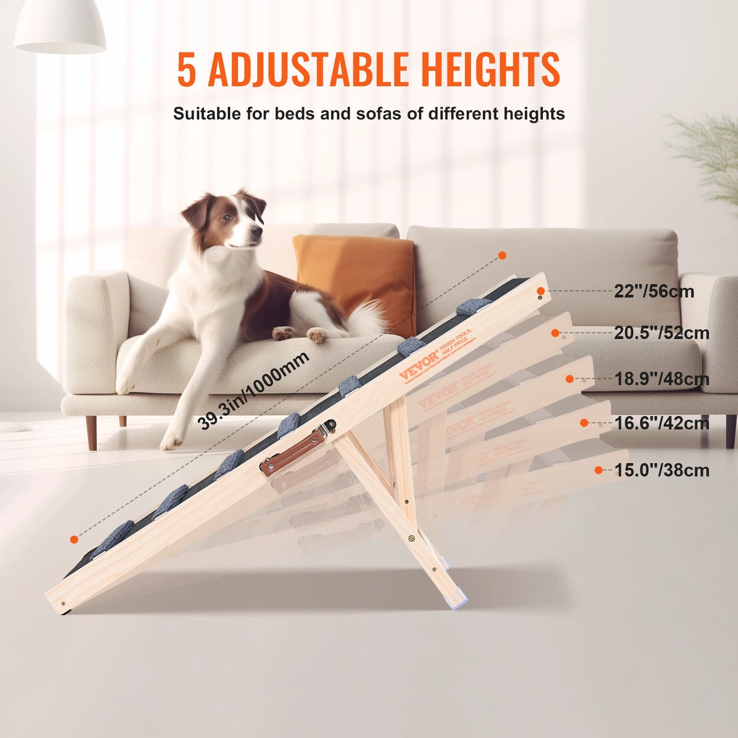 VEVOR Dog Ramp Folding Ladder Anti-slip High Adjustable Pet Ramp