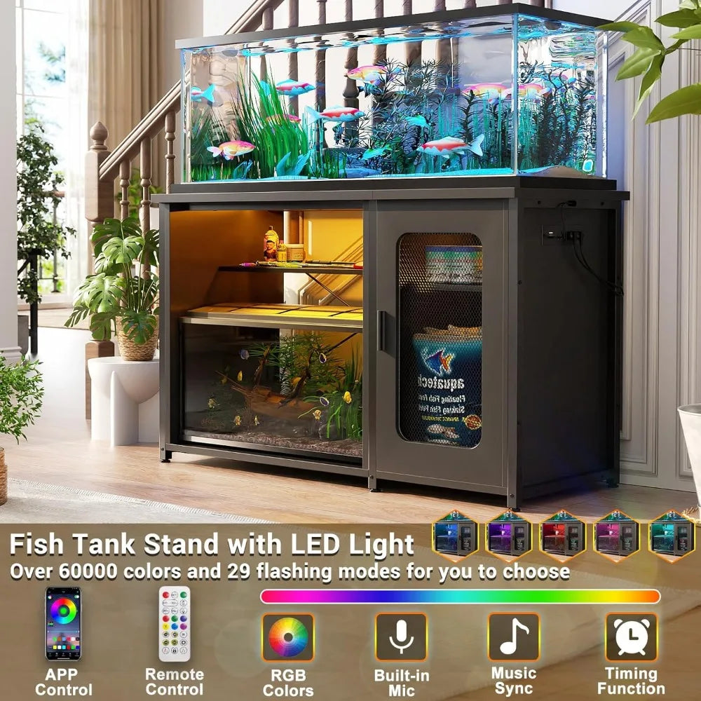 55-75 Gallon Aquarium Stand with Power Outlets & LED Light