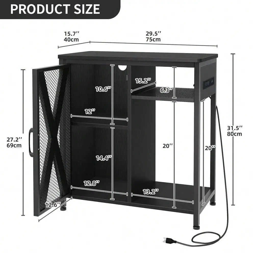 20-29 Gallon Metal Aquarium Stand Fish Tank Stand Storage Cabinet w/Power Outlet