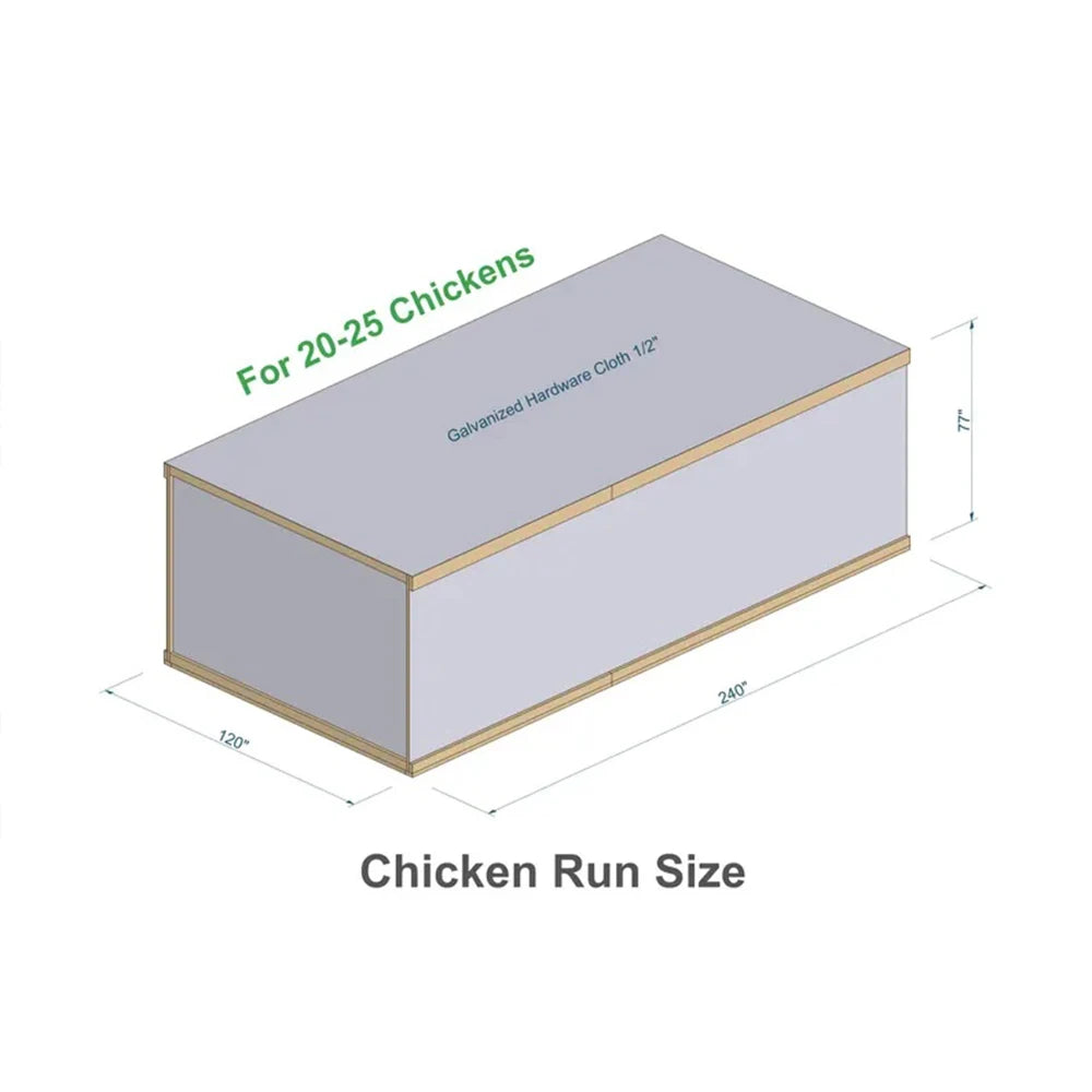 Chicken Run Plans 10x20 for 20-25 Chickens DIY Chicken Pen Woodworking How to Guide