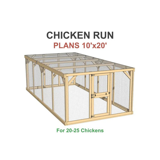 Chicken Run Plans 10x20 for 20-25 Chickens DIY Chicken Pen Woodworking How to Guide