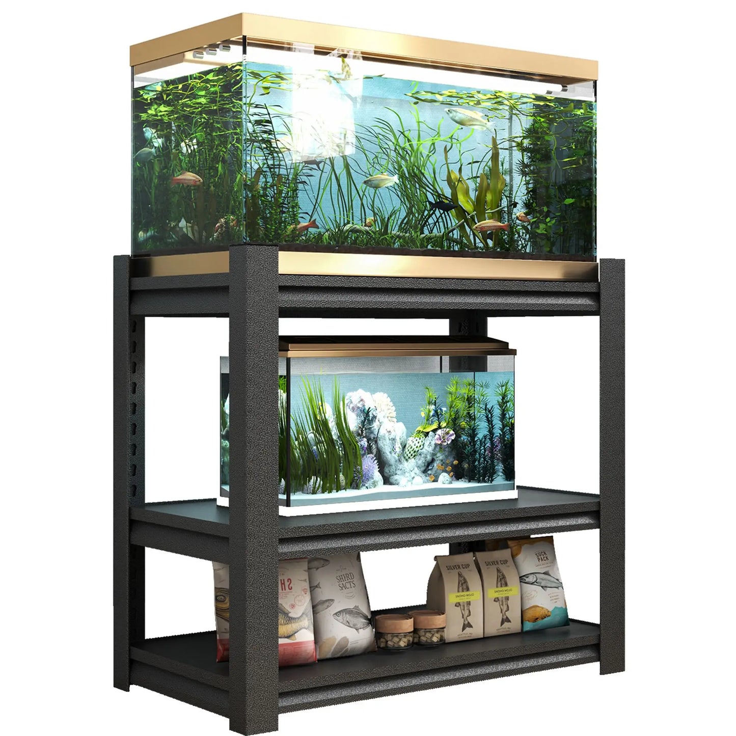 Metal Aquarium Stand Heavy Duty Adjustable 3 Tier Fish Tank Stand for Home Office