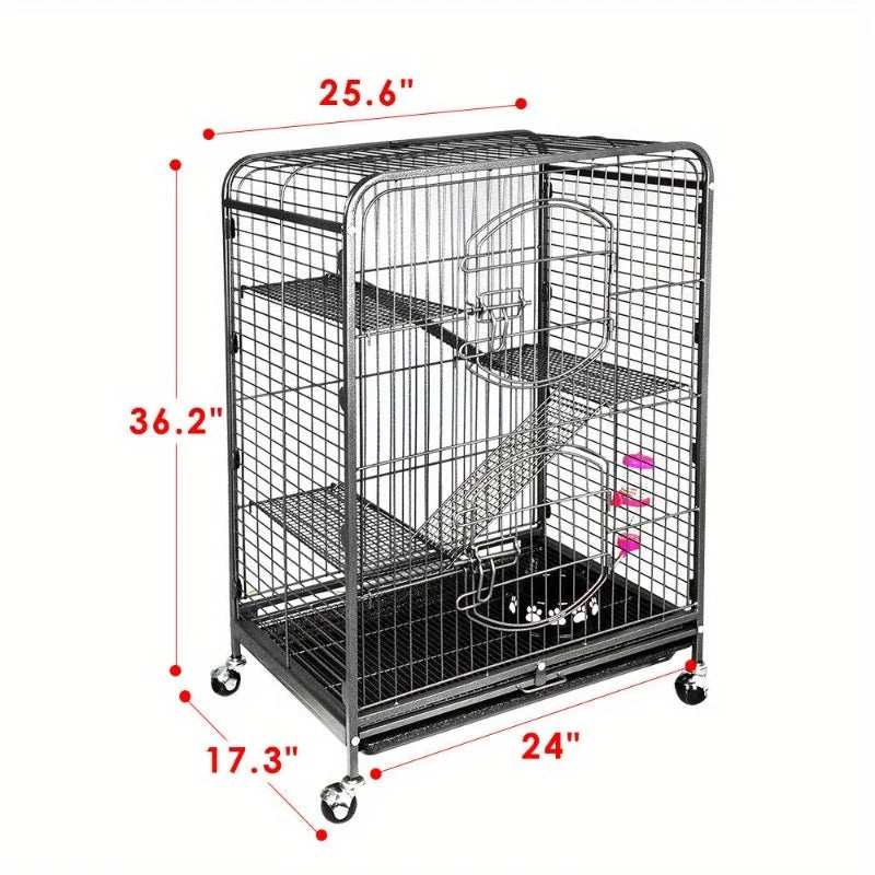 Ferret Cage Rabbit Chinchilla Rat Cage Small Animal House 37" 4 Levels