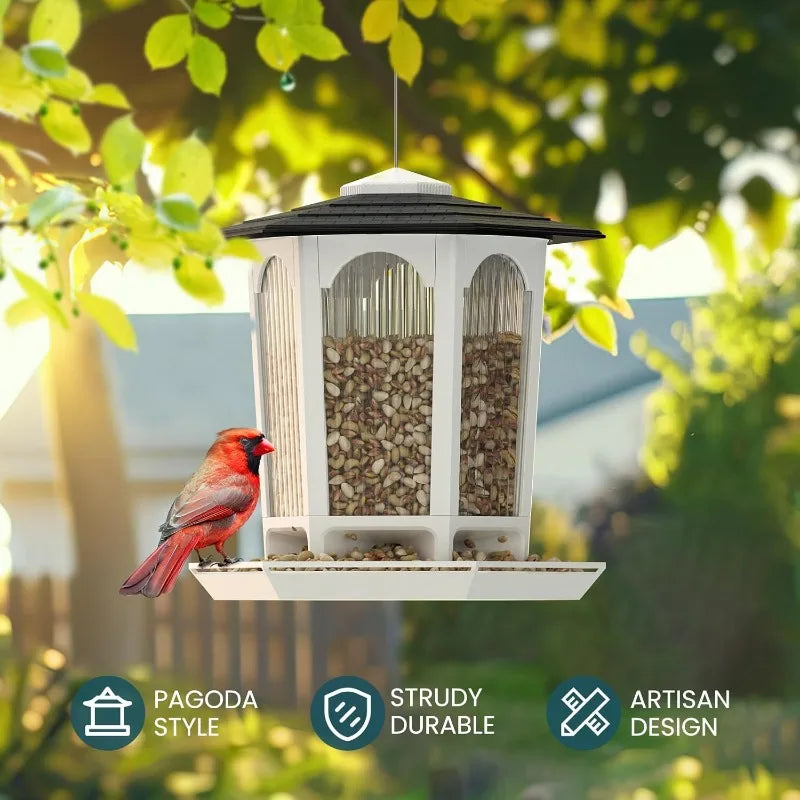 2 Pack Solar Bird Feeders for Outdoors Hanging Attract Wild Birds and Cardinals Elegant Minimalist Garden Decor