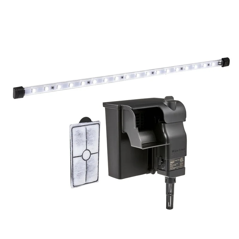 10 Gallon Aquarium Starter Kit Glass Fish Tank LED Lighting