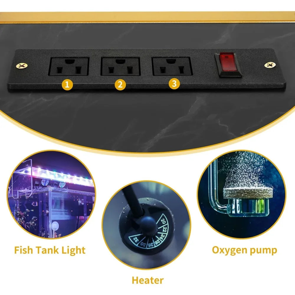55-75 Gallon Aquarium Stand with Power Outlet, Display Stand for Turtle Tank, Reptile Terrarium, Metal Fish Tank Stand