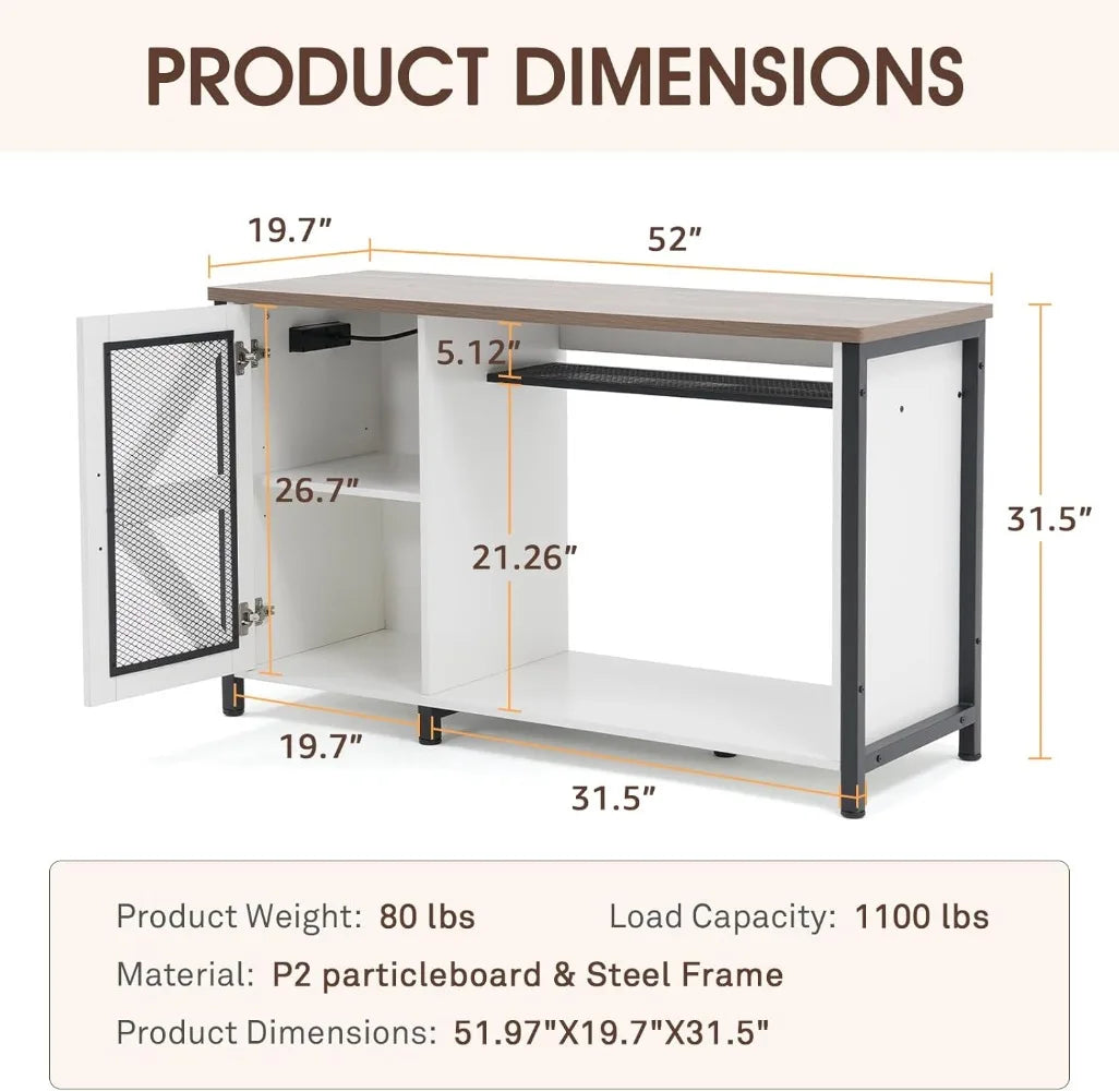 55-75 Gallon Aquarium Stand with Power Outlets & LED Light, Fish Tank Stand with Cabinet for Fish Tank Accessories Storage