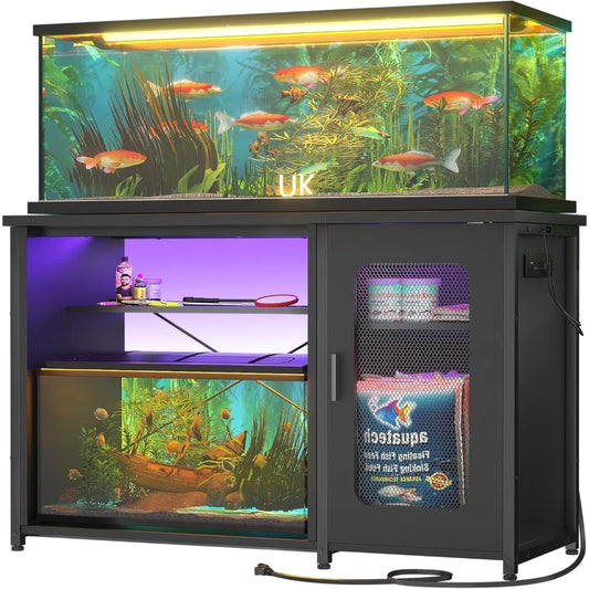 55-75 Gallon Aquarium Stand with Power Outlets & LED Light