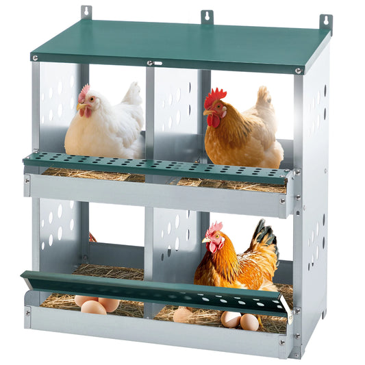 4 Compartment Chicken Nesting Boxes Metal Wall Mount Egg Laying Box for Different Chicken Breeds