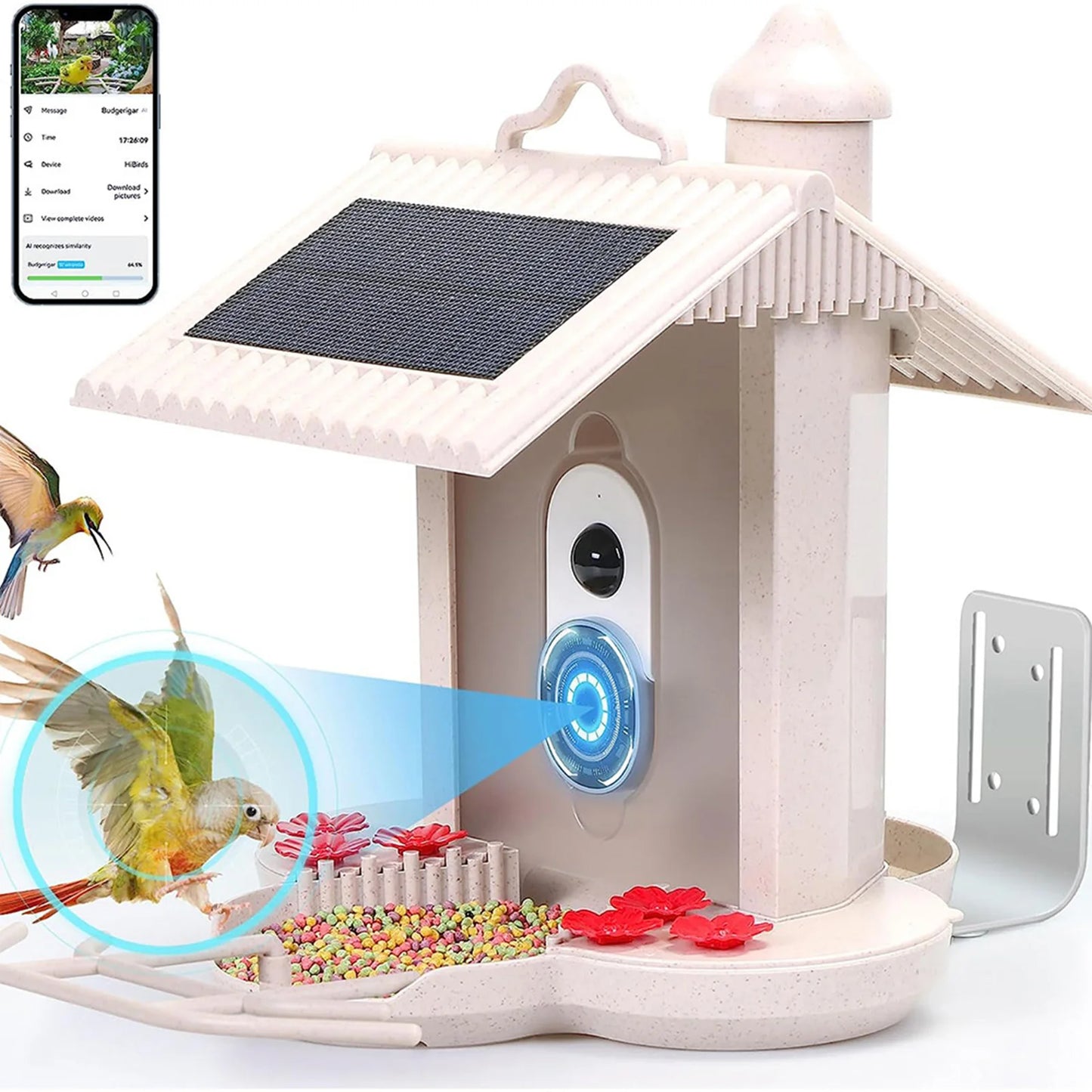 2.4G WIFI Smart Bird Feeder with Camera 1080P Auto Capture Bird Video and Motion Detection Notification AI Identify Bird Species