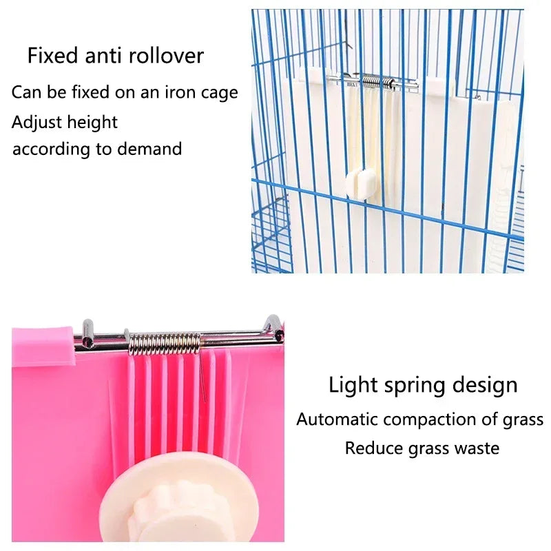Rabbit Feeder Holder Hay Feeding Dispenser Container For Rabbit Guinea Pig Small Animals Hanging Cage Fixed Food Basin
