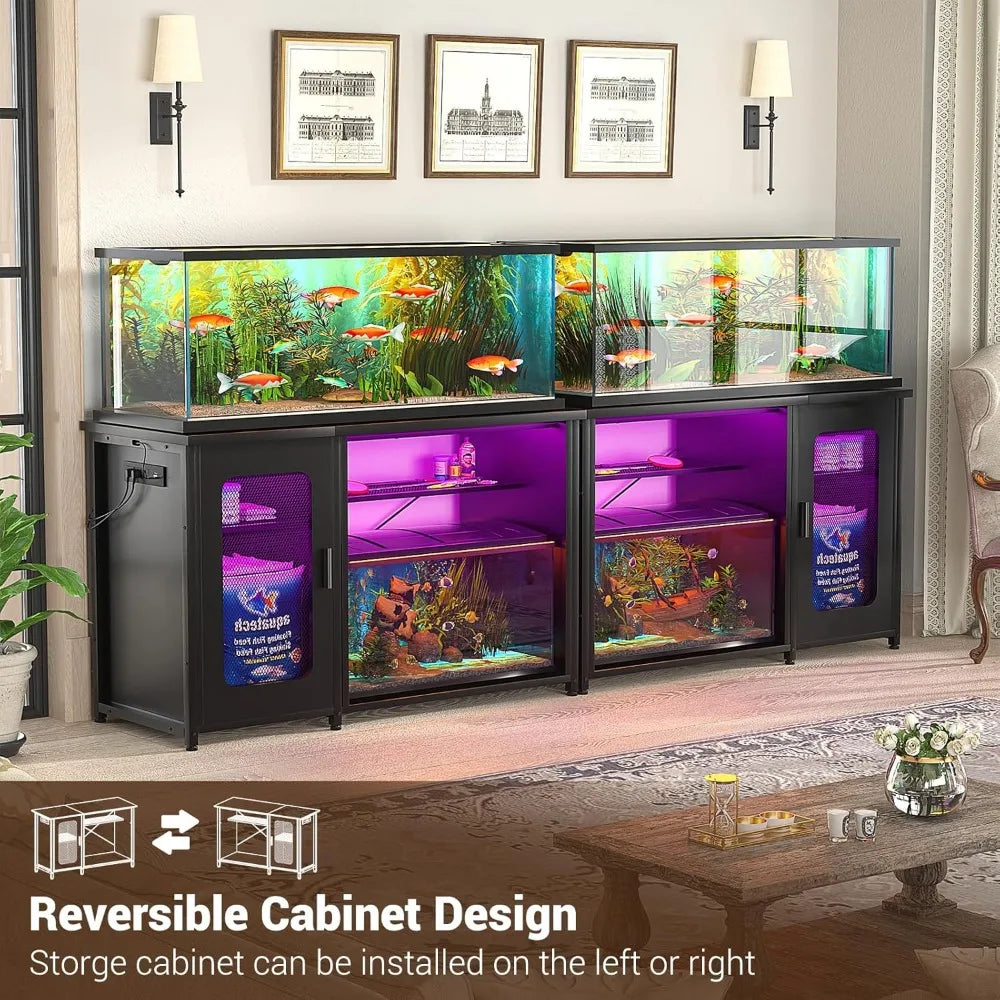 55-75 Gallon Aquarium Stand with Power Outlets & LED Light