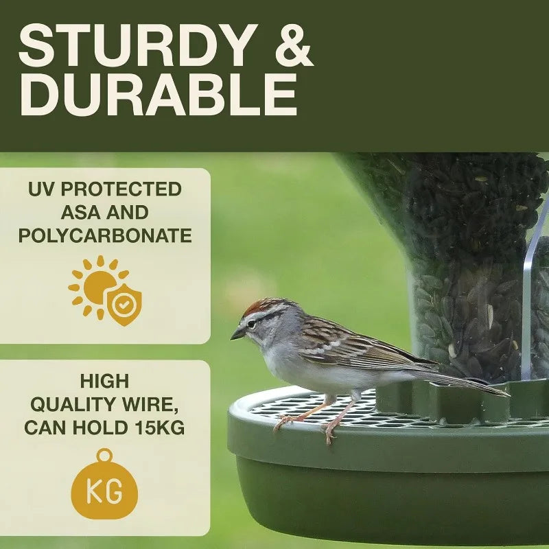 Bird Feeder Davos Smart Birds No Mess No Spill Mice and Rat Proof Outdoor Hanging Feeder Robust and Reliable