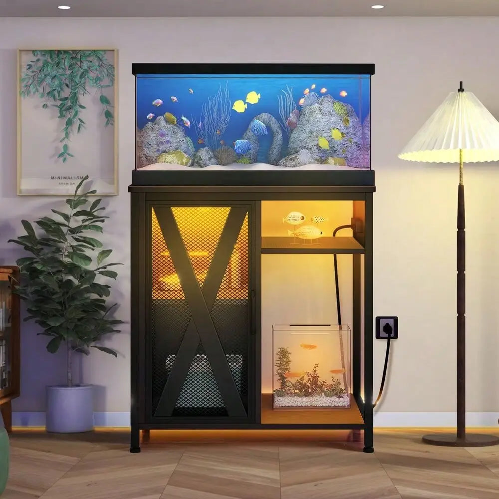 20-29 Gallon Metal Aquarium Stand Fish Tank Stand Storage Cabinet w/Power Outlet