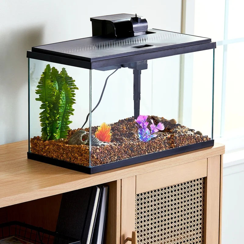 10 Gallon Aquarium Starter Kit Glass Fish Tank LED Lighting