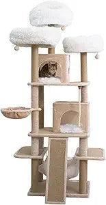Catry Castle Cat Tree - A Dynamic Complex Cat Tower with Cat Hammock, Scratching Post, and Playful Toy to Stay Around, Easy Asse