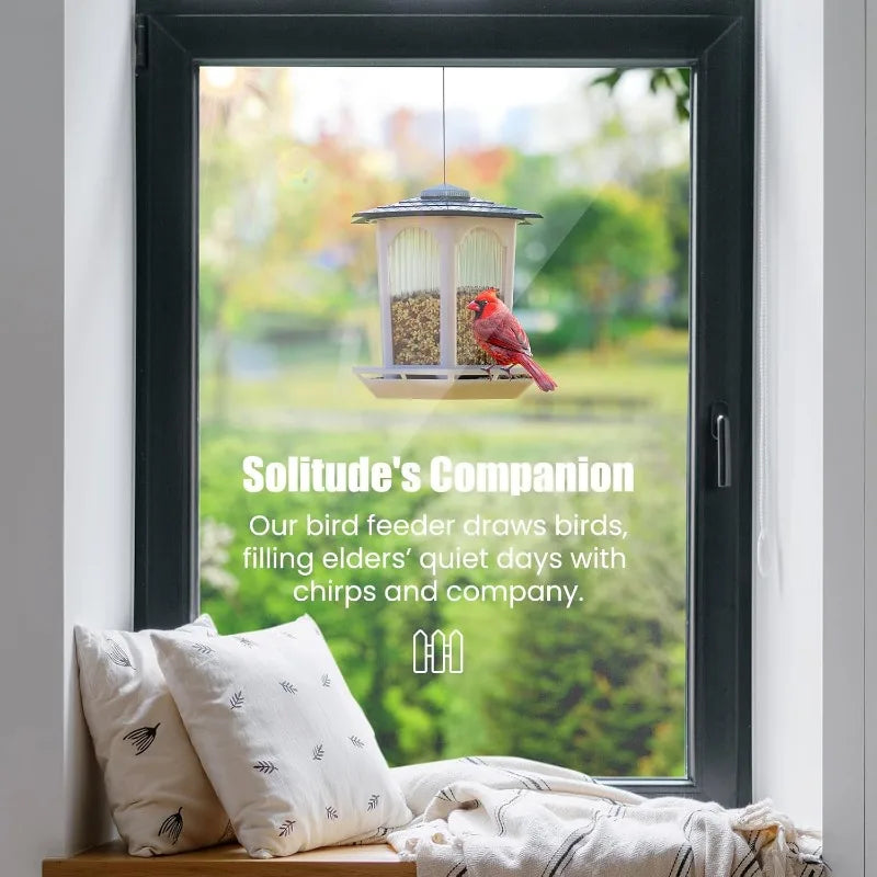 2 Pack Solar Bird Feeders for Outdoors Hanging Attract Wild Birds and Cardinals Elegant Minimalist Garden Decor