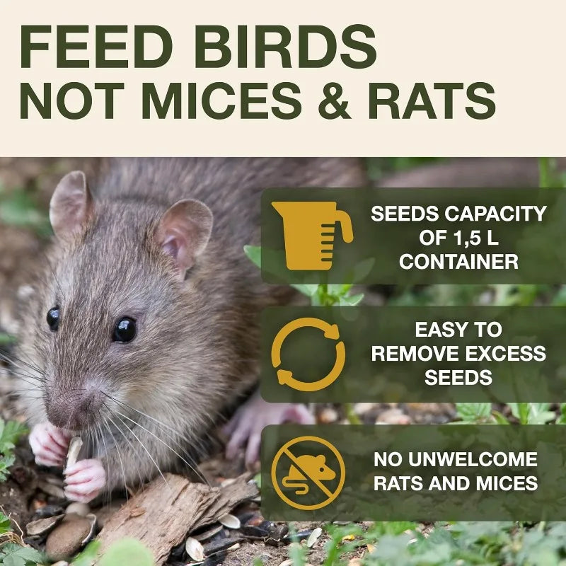 Bird Feeder Davos Smart Birds No Mess No Spill Mice and Rat Proof Outdoor Hanging Feeder Robust and Reliable
