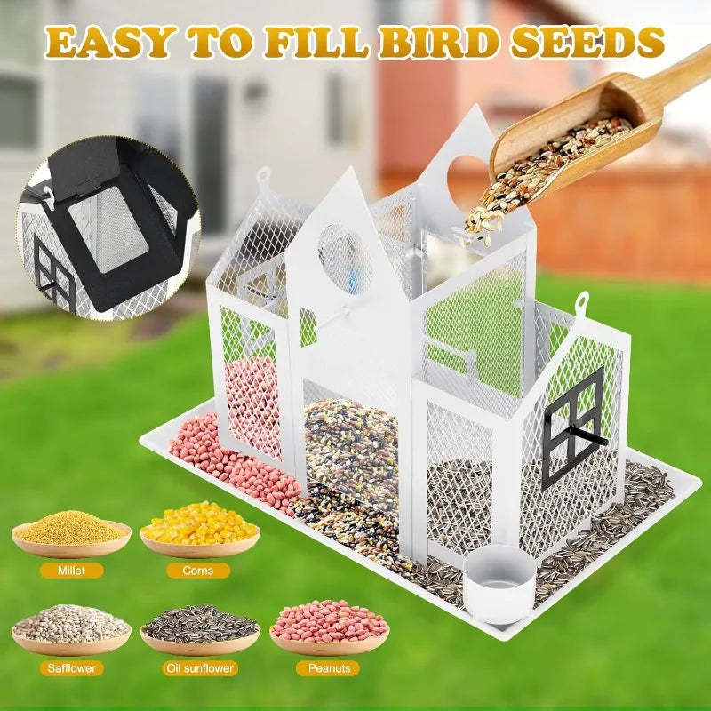 Solar Bird Feeders House Outside Hanging Metal Wild Bird Feeder Outdoors Large Cardinal Bird Feeder