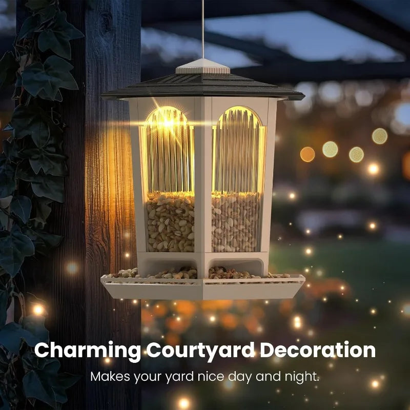 2 Pack Solar Bird Feeders for Outdoors Hanging Attract Wild Birds and Cardinals Elegant Minimalist Garden Decor
