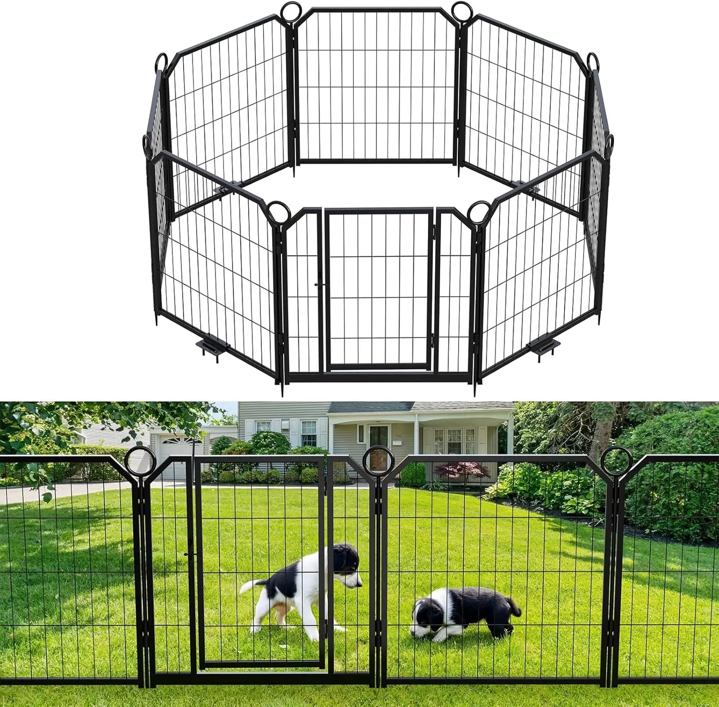 Heavy Duty Portable Dog Playpen Durable Metal Puppy Fence with Low Step Entry Indoor Outdoor Pet Pen for Camping Garden