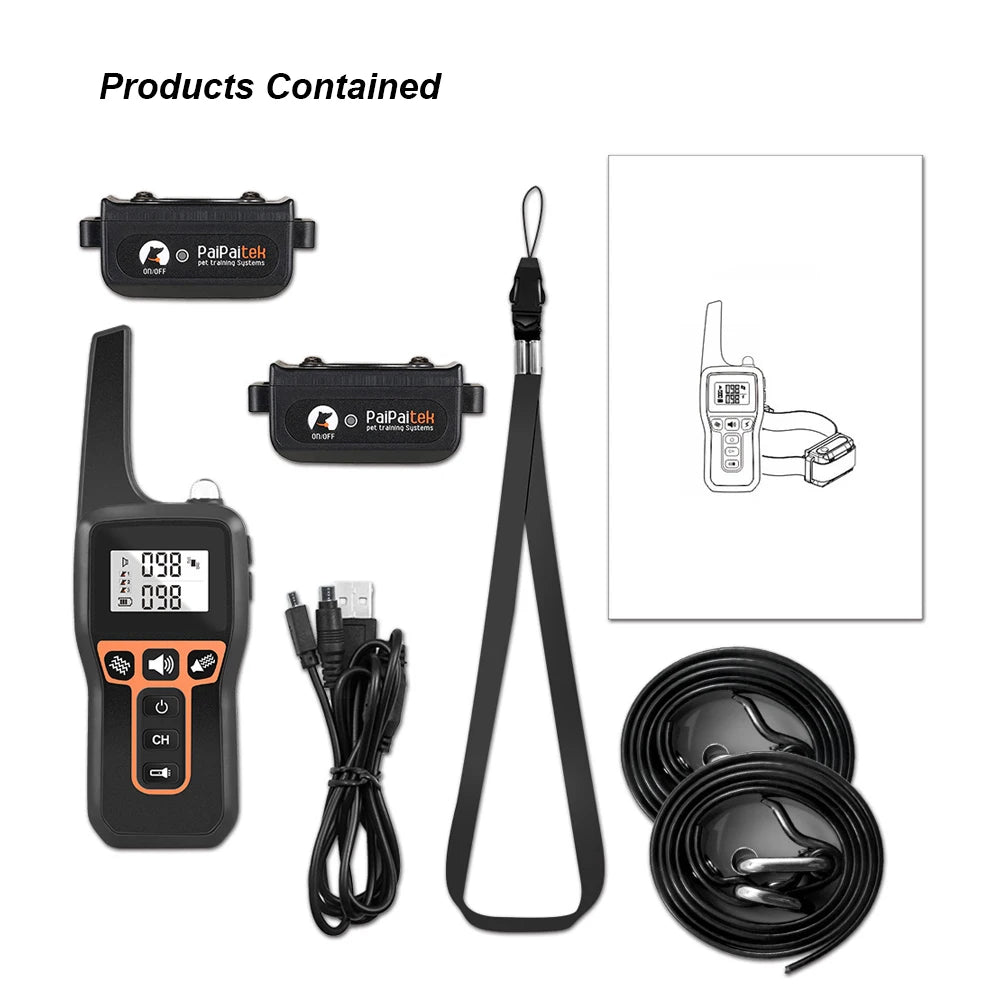 Pet Dog Training E Collar Waterproof Anti Barking Rechargeable Remote Control Vibration Sound Collar for All Size Dogs