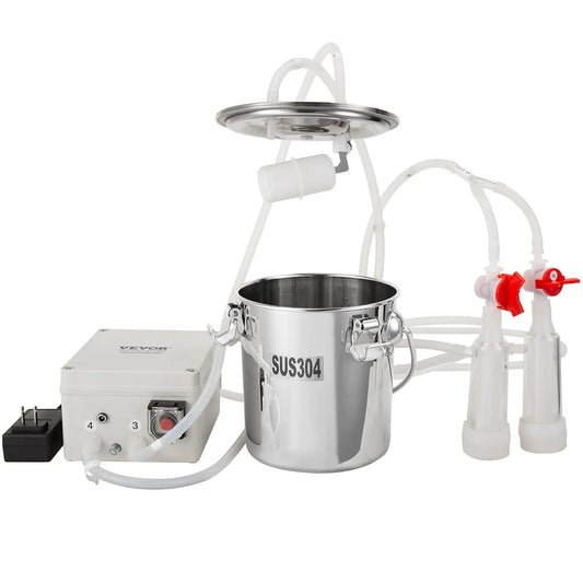 Goat Milking Machine, 3 L 304 Stainless Steel Bucket, Electric Automatic Pulsation Vacuum Milker with Food-Grade Silicone Cups