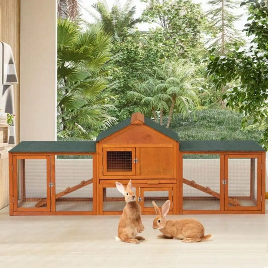 Rabbit Hutch Indoor Bunny Cage Small Animal Pet House Run Outdoor Wood Cage