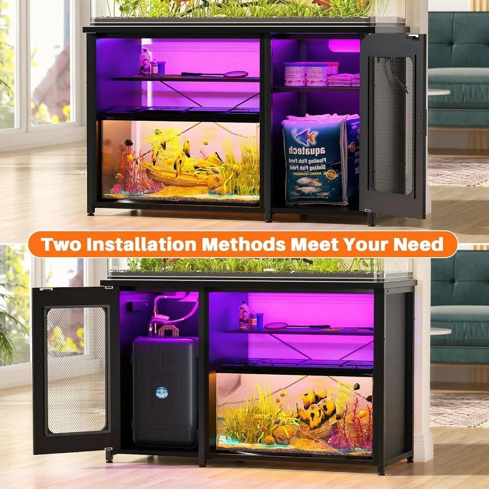 55-75 Gallon Aquarium Stand with Power Outlets & LED Light