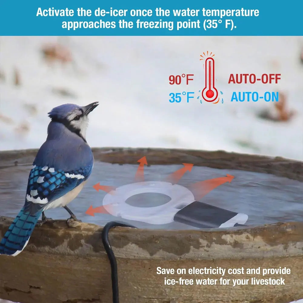 500W Chicken Waterer Heater Aluminum Utility De-Icer for Farm & Livestock, Non-Conductive and Anti-Rust Heated Chicken Waterer
