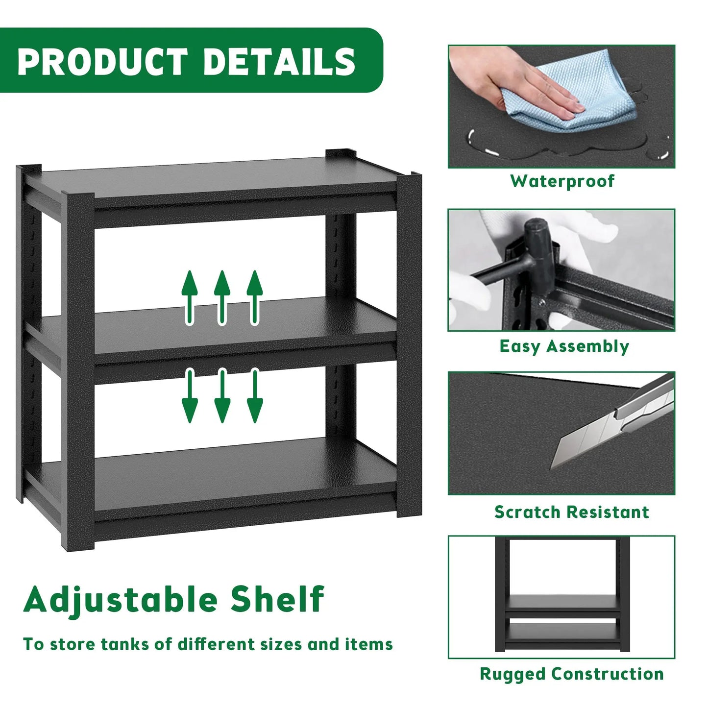 Metal Aquarium Stand Heavy Duty Adjustable 3 Tier Fish Tank Stand for Home Office