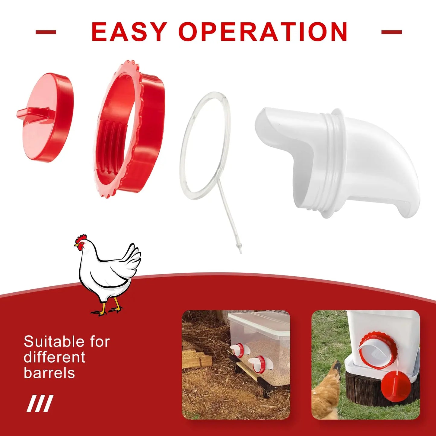 Rainproof Automatic Feeder Poultry Farming Chicken Feeder for Chicken Duck Bird Goose Rainproof Poultry Feeder Kit ﻿